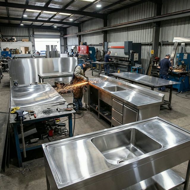 Afyon paslanmaz krom tezgah ve evye yapımı